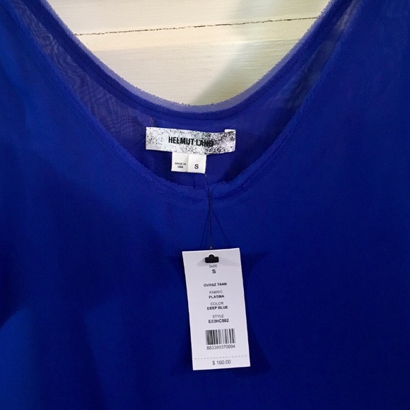 Helmut Lang Asymmetric Blue Silk Chiffon Top, Sz S - Picture 2 of 3